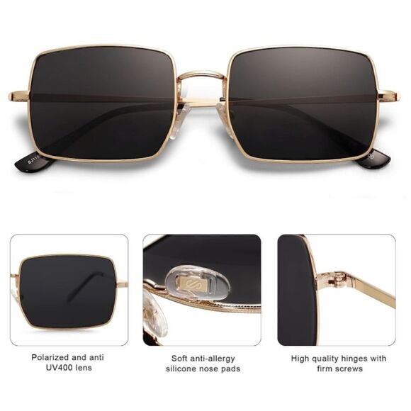 Trendy Thin Rectangle Frame Sunglasses